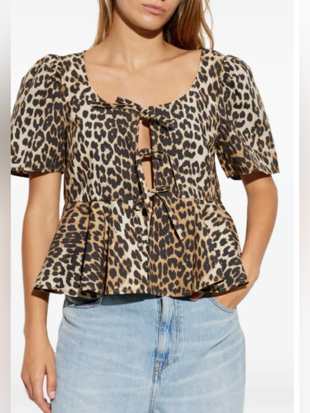 GANNI - leopard-print peplum blouse - Size Large